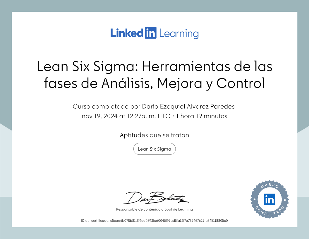 Lean Six Sigma: Herramientas de las fases de Análisis, Mejora y Control - LinkedIn Learning